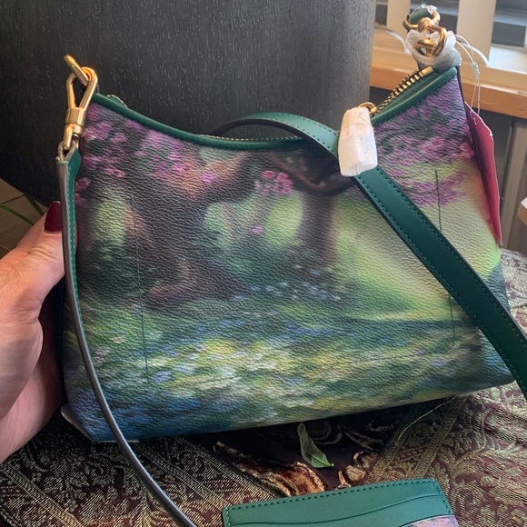 RARE🔥Authentic KATE SPADE Italian leather/coated canvas BAMBI DISNEY zip CROSBY - Picture 9 of 16